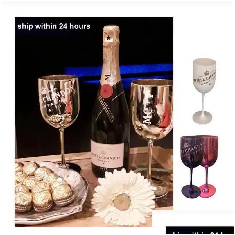 Kieliszki do wina 2PCS Święta Święta Święta przyjęcie Unbreakable Wedding White Moet Champagne Coupes Flete Flute Phoblet Acryl Elegant D Dh4gj