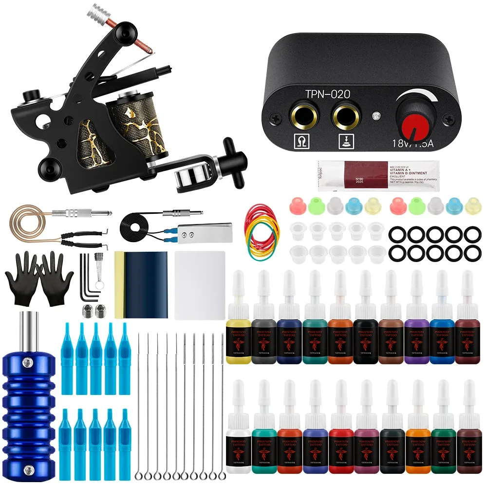 Drogers Tattoo Kit Professionele Complete Tattoo Hines Gun Tattoo Voeding Tattoo Needl Accessoires Benodigdheden Body Diy Art Design