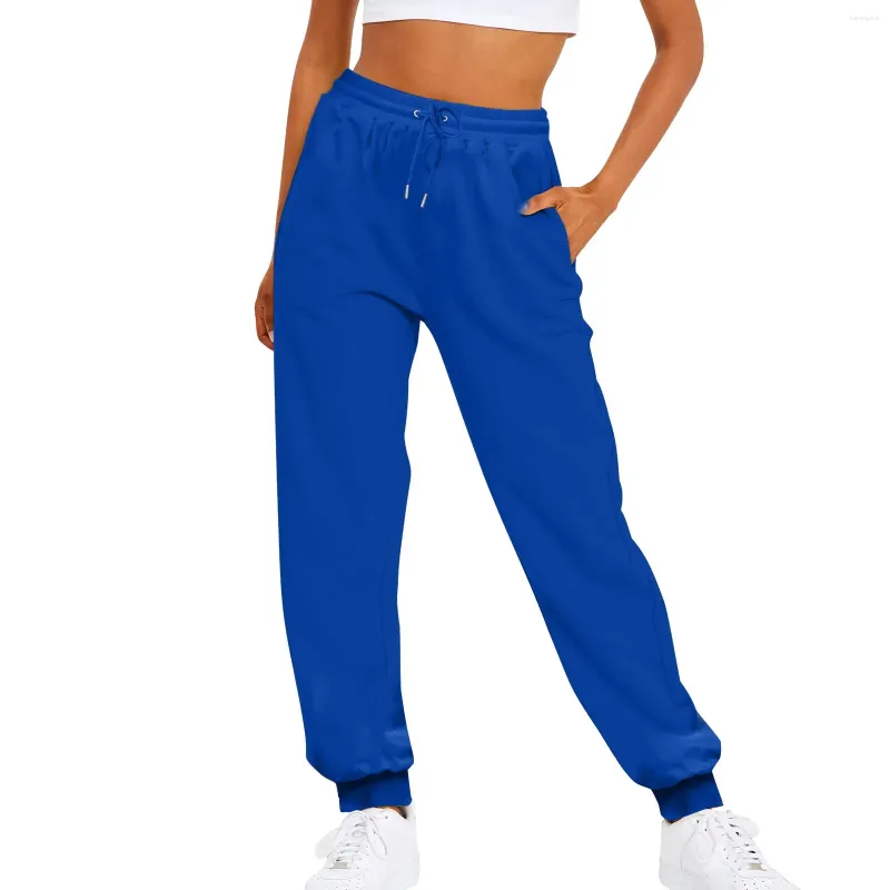 Women's Pants Sports Sweatpants Jogging Solid Colour Loose Casual Versatile Drawstring Elastic Waist With Pockets