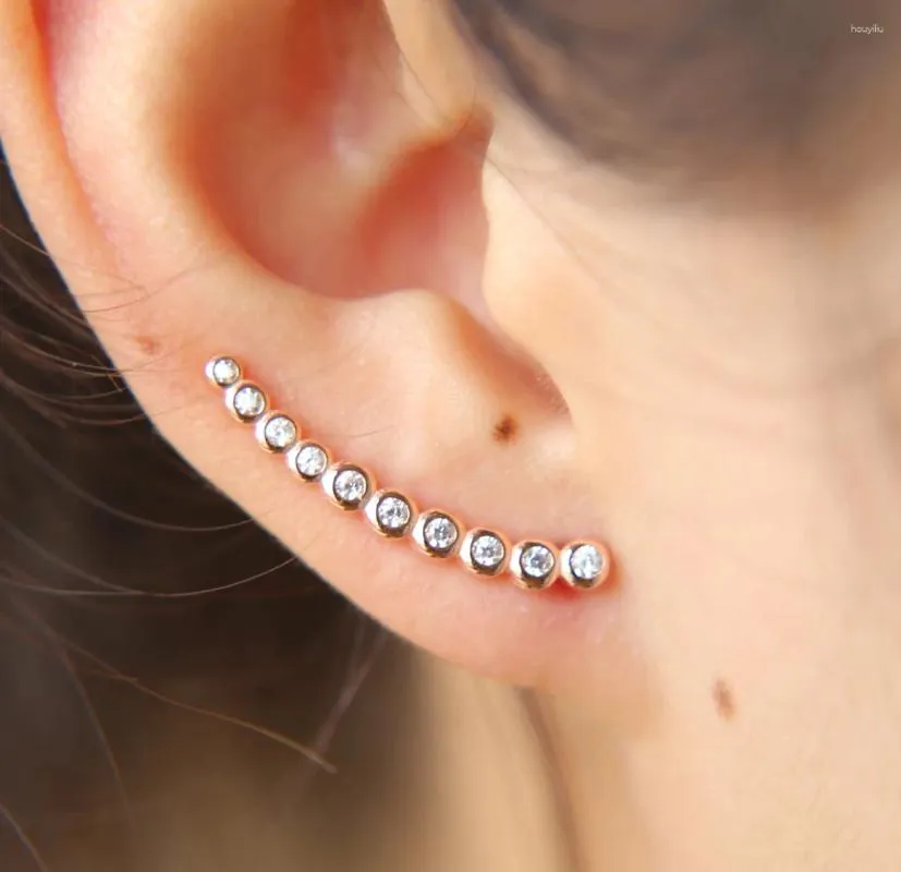 Boucles d'oreilles à tige longue en fil d'oreille grimpeur, lunette en zircone cubique, bijoux délicats et mignons pour femmes, balayage en argent sterling 925, superbe boucle d'oreille délicate