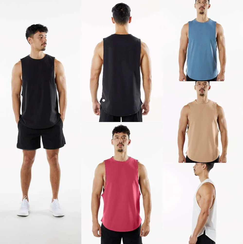 LU-864 Men Yoga outfit Solid Color Sports Leisure Plus Size Vest träning Besvärbar ärmlös O Neck Basketball Tank