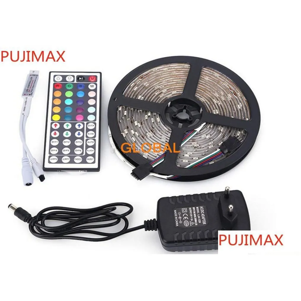 Bandes LED RGB Strip 5050 étanche 5M 150Led Smd 44Key IR télécommande Mini contrôleur 12V 2A adaptateur secteur Fita Light pour Chr9609513 D Dh8OL