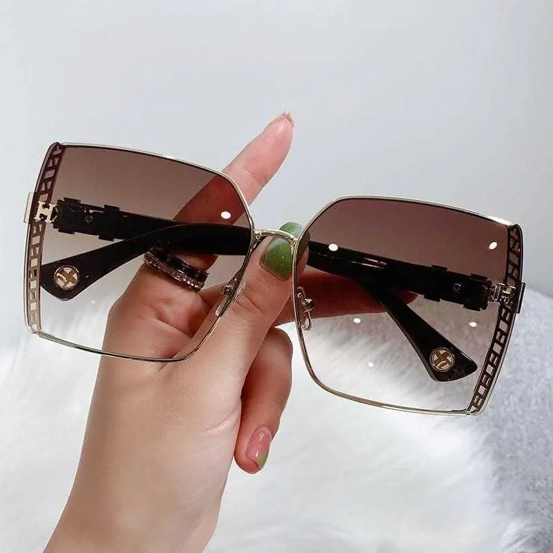 Original 1to1 New fashion h-house square Sunglasses Womens street shooting Tiktok net red personalized glasses large frame sunglasses W3W5