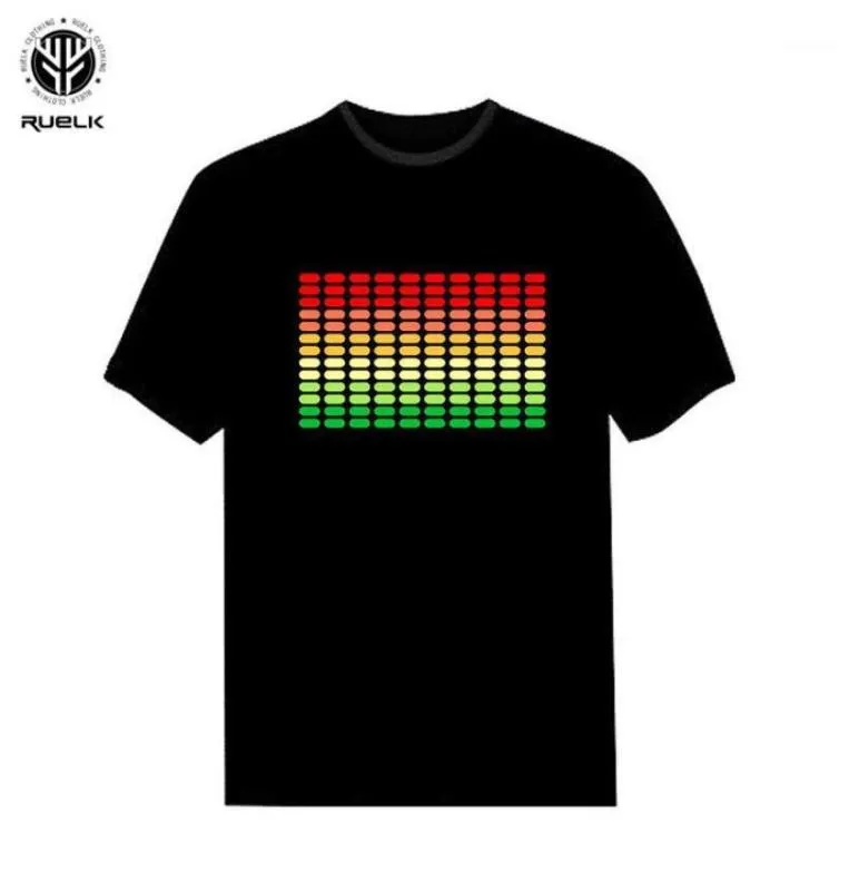 Ruelk 2018 som ativado led t camisa acender para cima e para baixo piscando equalizador el camiseta masculina para rock disco party dj t shirt19798789