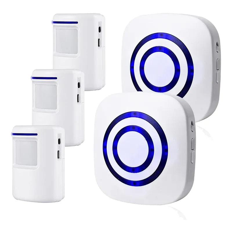 Detector Motion Sensor Alarm Wireless Driveway Alarm Indoor Home Security Business Detector 3 Receiver 3 PIR Sensor US Plug