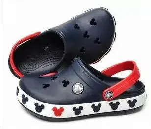 Tênis da disney mickey minnie para meninos meninas tênis de praia 3d chinelos crianças buraco sapatos sandálias sandálias do bebê crianças sapatos