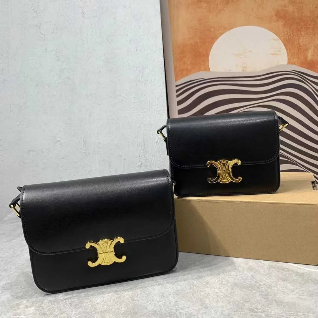 Triomphes mulher bolsa designer saco crossbody sacos 2024 outono e inverno novo carteiro saco triunfo frente sinal de dente cheio couro crossbody moda versátil