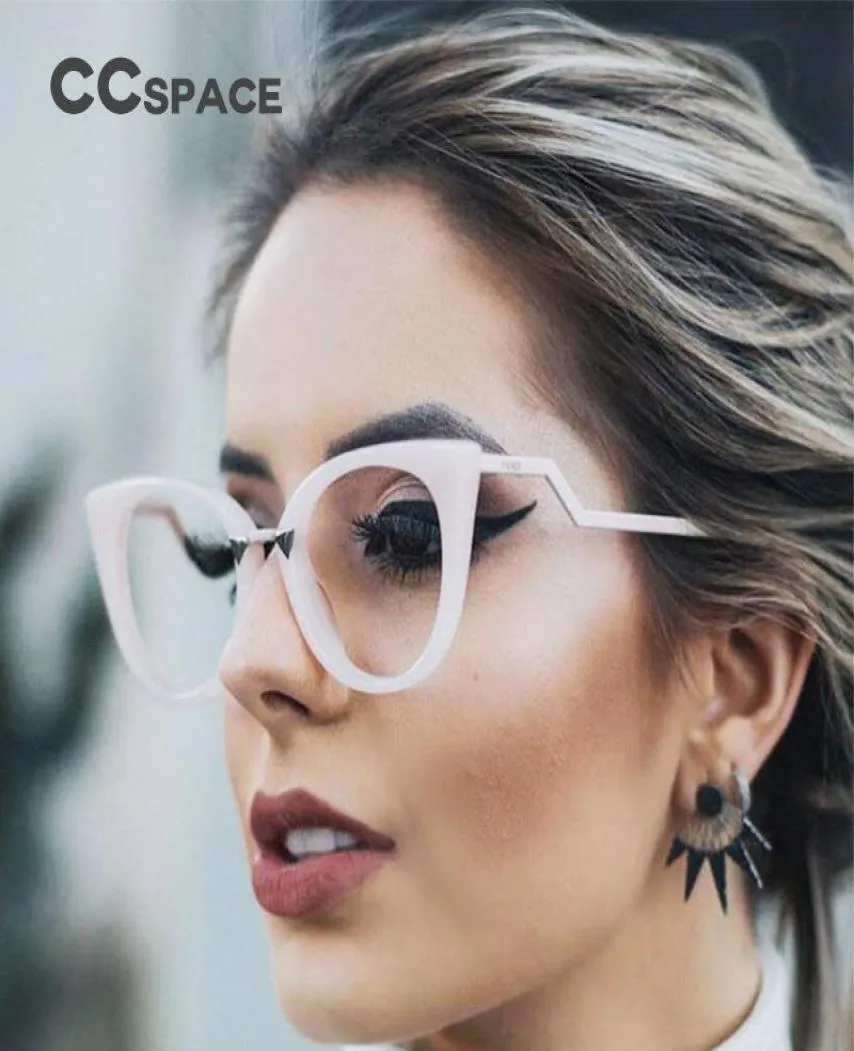 Sunglasses Frames Sexy Lady Cat Eye Glasses Women Red White CCSPACE 45045 Brand Designer Optical EyeGlasses Metal Temple Fashion E1145001