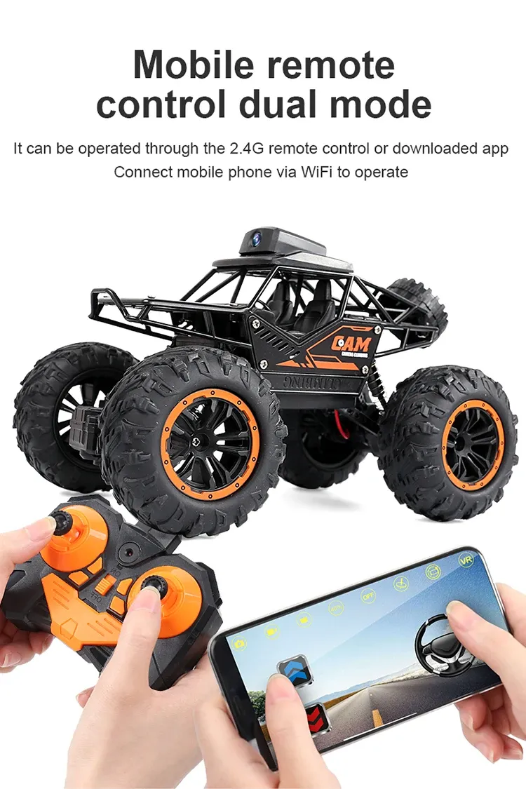 Carros carro controlado por rádio app carro de controle remoto wifi câmera hd rc 2wd buggy suv 1/18 rc carros carros elétricos brinquedos para meninos carro de escalada