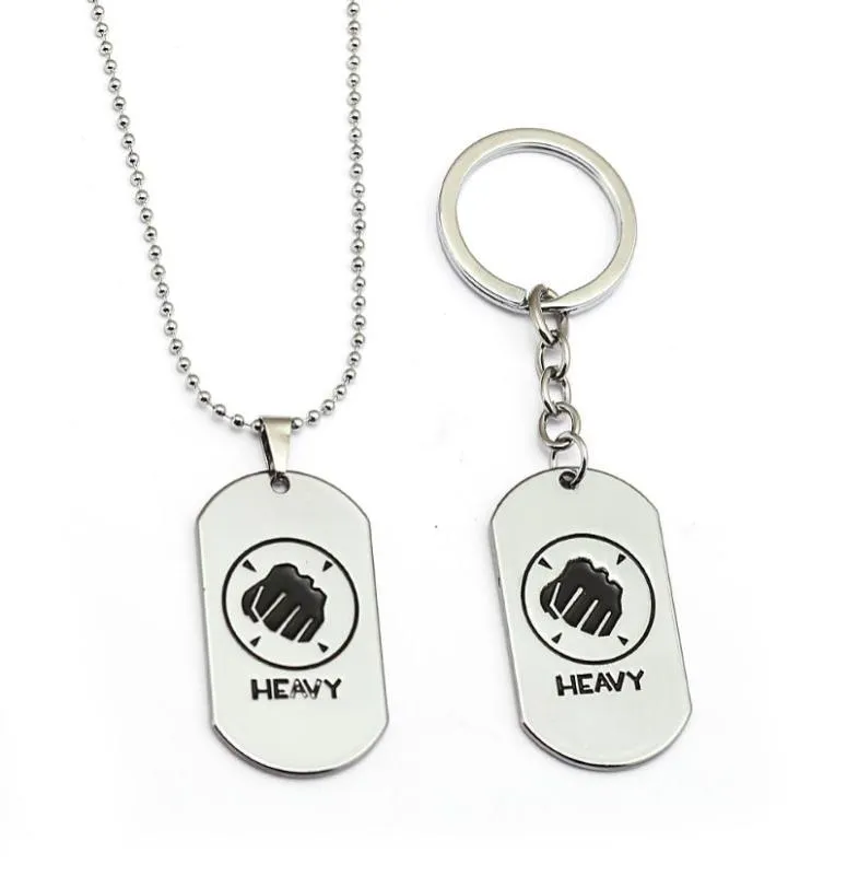 HSIC Game Jewelry Team Fortress 2 KeyChain Heavy Dog Pendant Metal Alloy Keyring Holder for Fans Porte CLEF HC129041070232