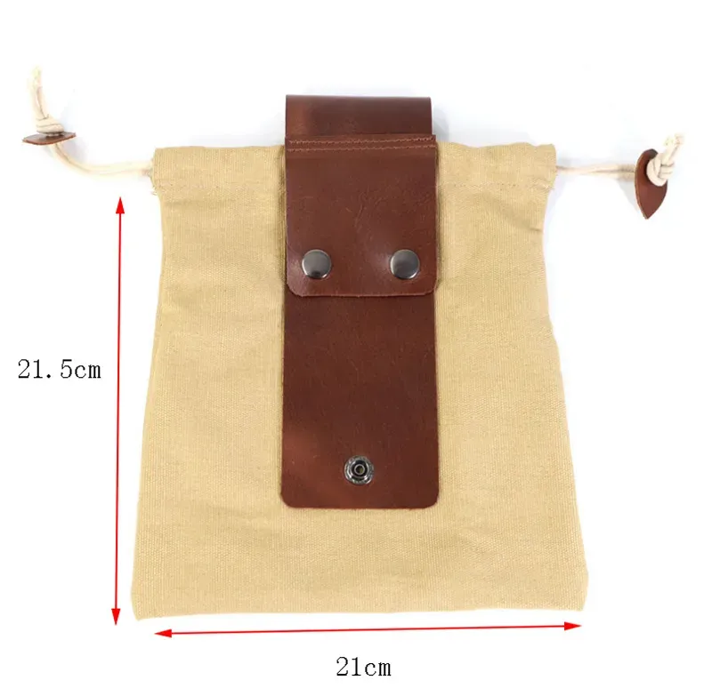 DHLStuff Sacks Women PU&Canvas Portable Outdoor Foraging Bag Fruit Picking Pouch Collapsible Berry Puch Storage Leather Bushcraft Canvas Bag Hiking Camping