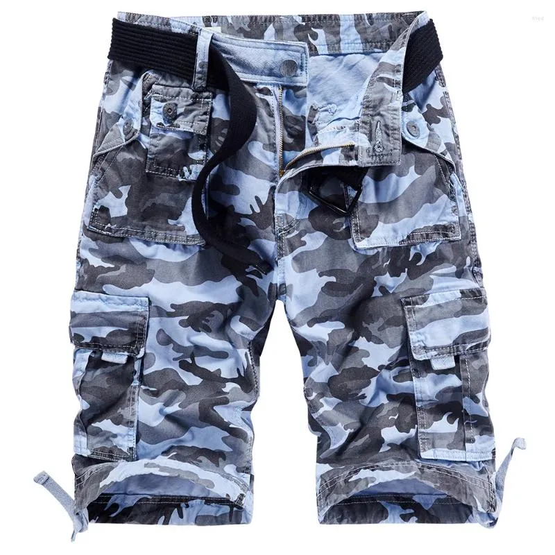 Männer Shorts 2024 Sommer Casual Lose Camouflage Cargo Männer Multi-Pocket Baumwolle Straße Militär Knielangen Strand