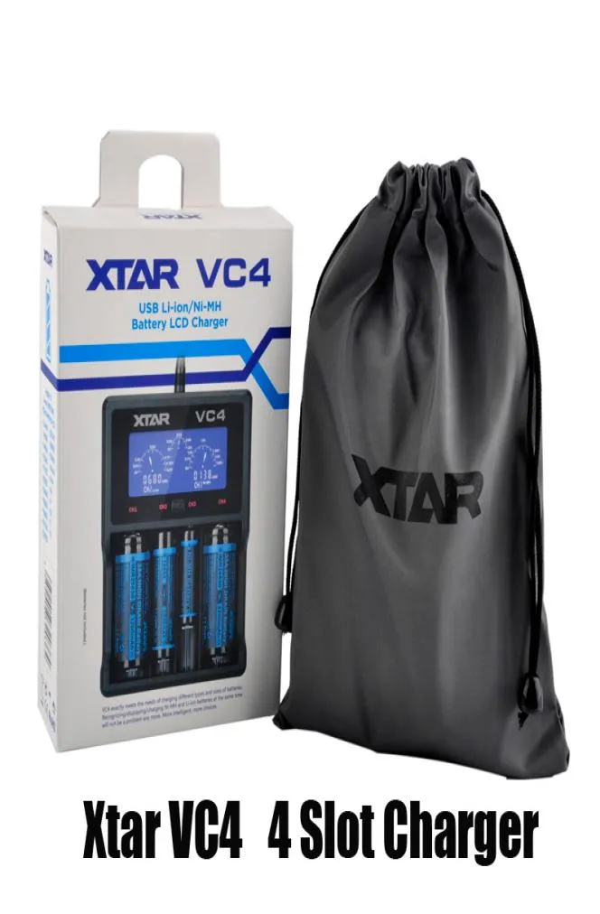 Autêntico Xtar VC4 Carregador de bateria Inteligente Mod 4 Slot com display LCD para 18350 18550 18650 16650 Baterias Liion 100 Origin6096352