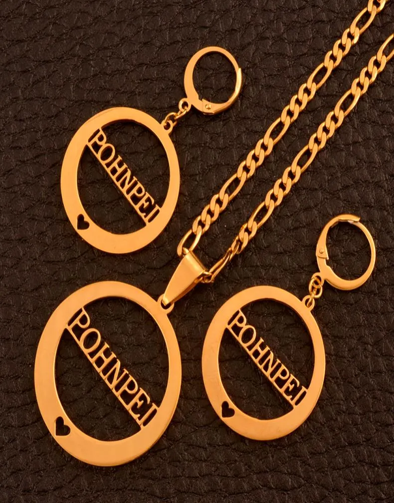 Anniyo POHNPEI Ketting Oorbellen Sieraden sets voor Women39s Goud Kleur Eilanden Gift KAN DE NAAM NIET AANPASSEN 0361214215767