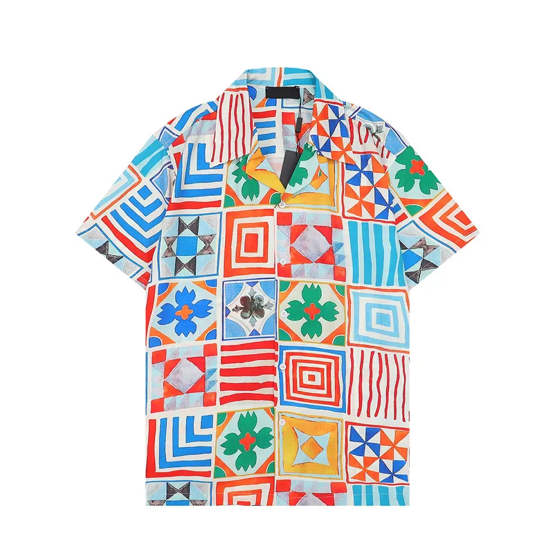 Tasarımcı Gömlek 24SS Erkek Düğmesi Gömlek Baskı Bowling gömleği Hawaii Çiçek Günlük Gömlek Erkekler İnce Fit kısa kollu elbise Hawaiian T-Shirt M-3XL 14