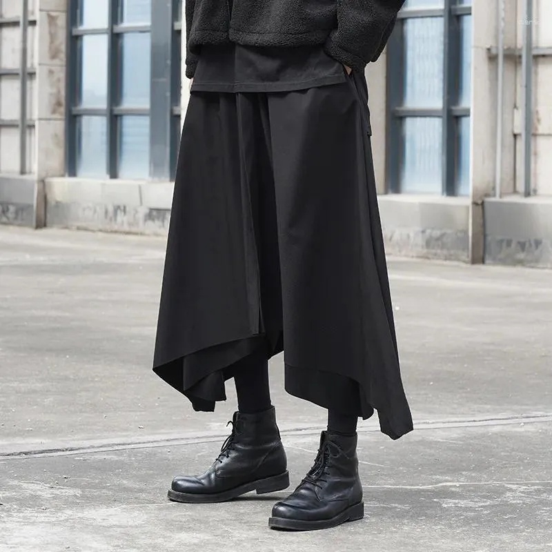 Męskie spodnie 2024 Japoński styl harajuku moda szeroka noga culottes mężczyźni kobiety vintage Hip Hop Street Pantskirt