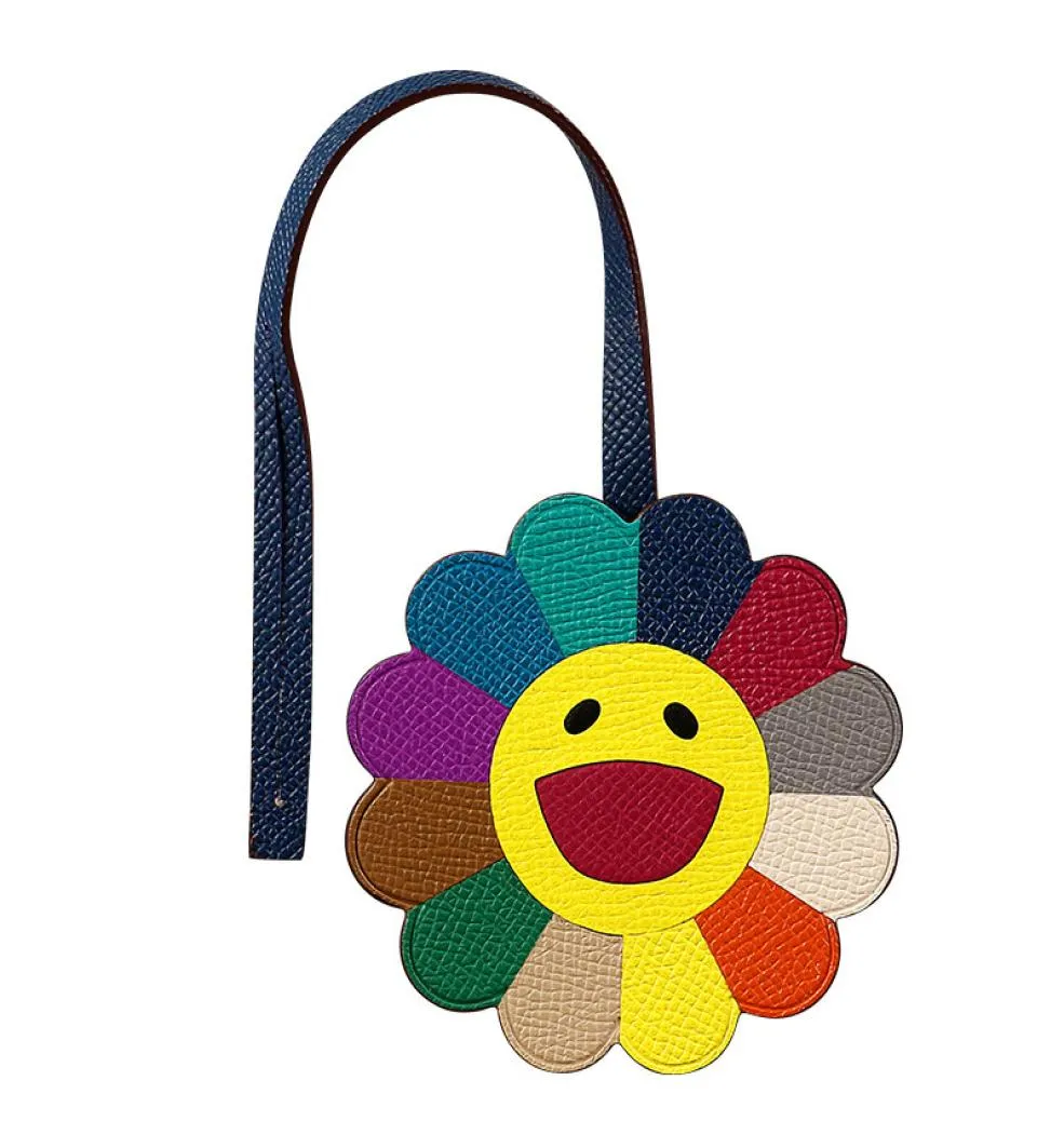 Marca Sun Bag Charm llaveros de cuero de vaca Real Color flor bolso ornamento moda coche colgante mujer accesorio Top6436413