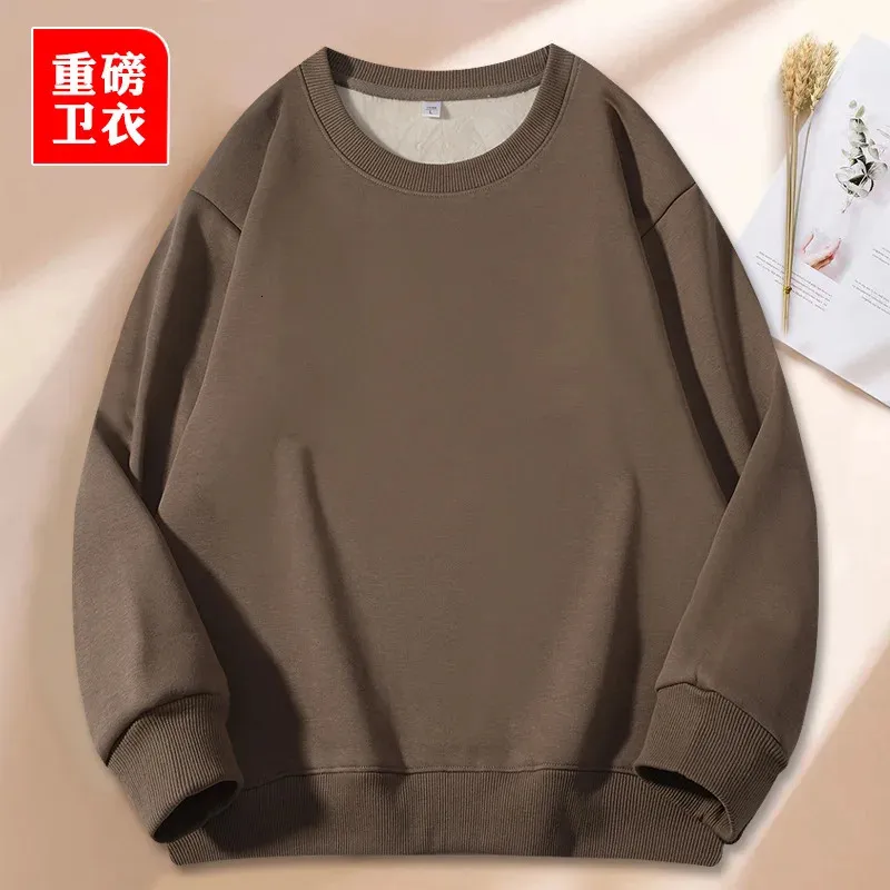 Oversize Winter Warm ONeck Sweatshirts Mens Solid Basic Pullover Tops Fleece Lined Casual Loose Male Hoodies 240228