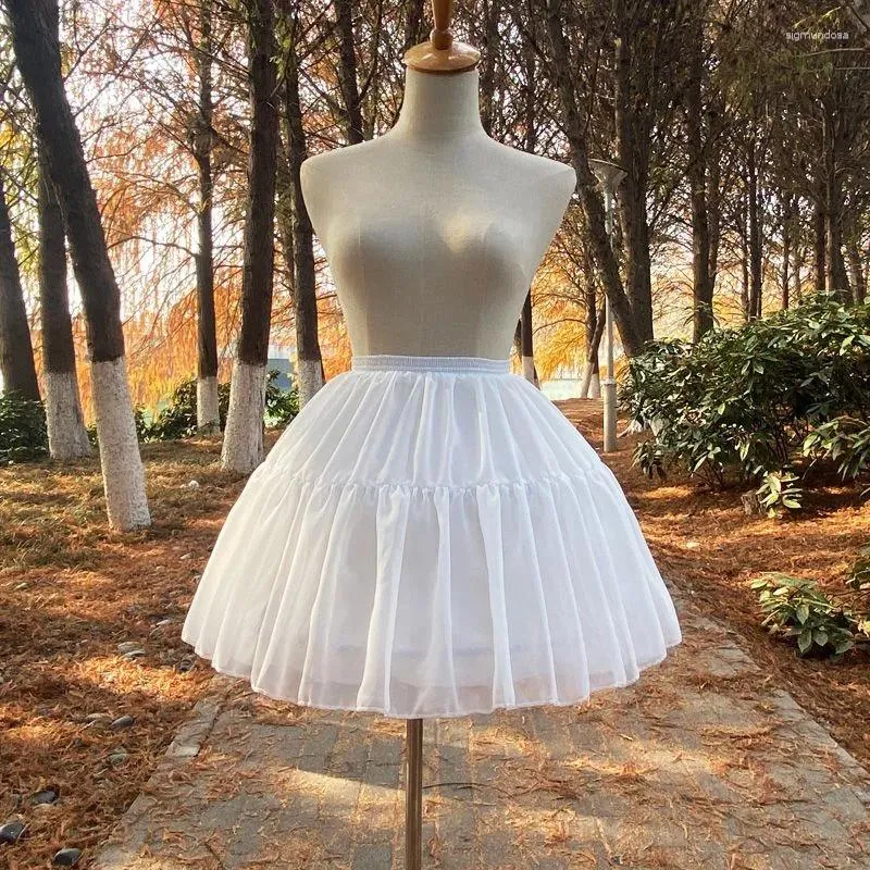 Jupes Lolita robe courte cosplay jupons femmes mousseline de soie blanche quotidienne fishbone gonflé mini jupe ballet rockabilly crinoline sous-jupe