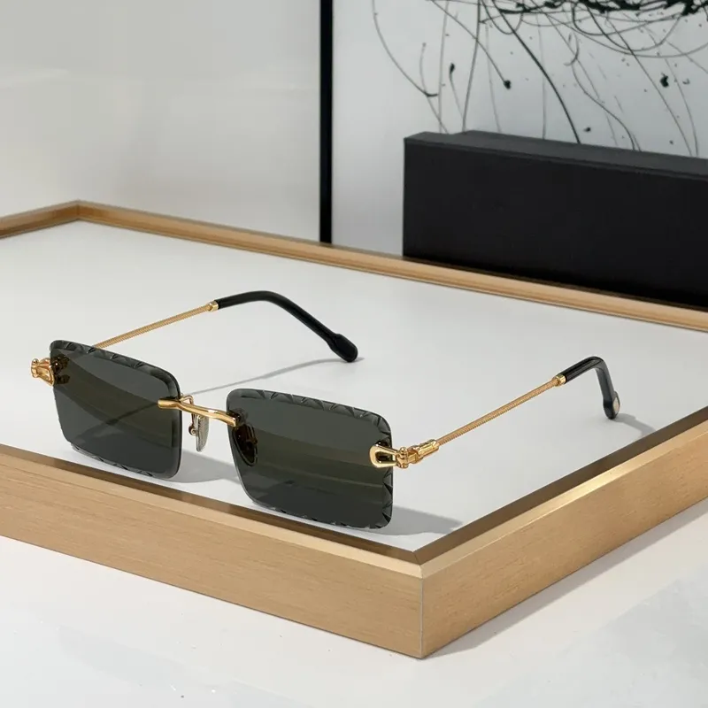 Vintage mens metal frameless black square rimless sunglasses designer sunglass Beach dark Shades sun glasses eyewear_voghion.com