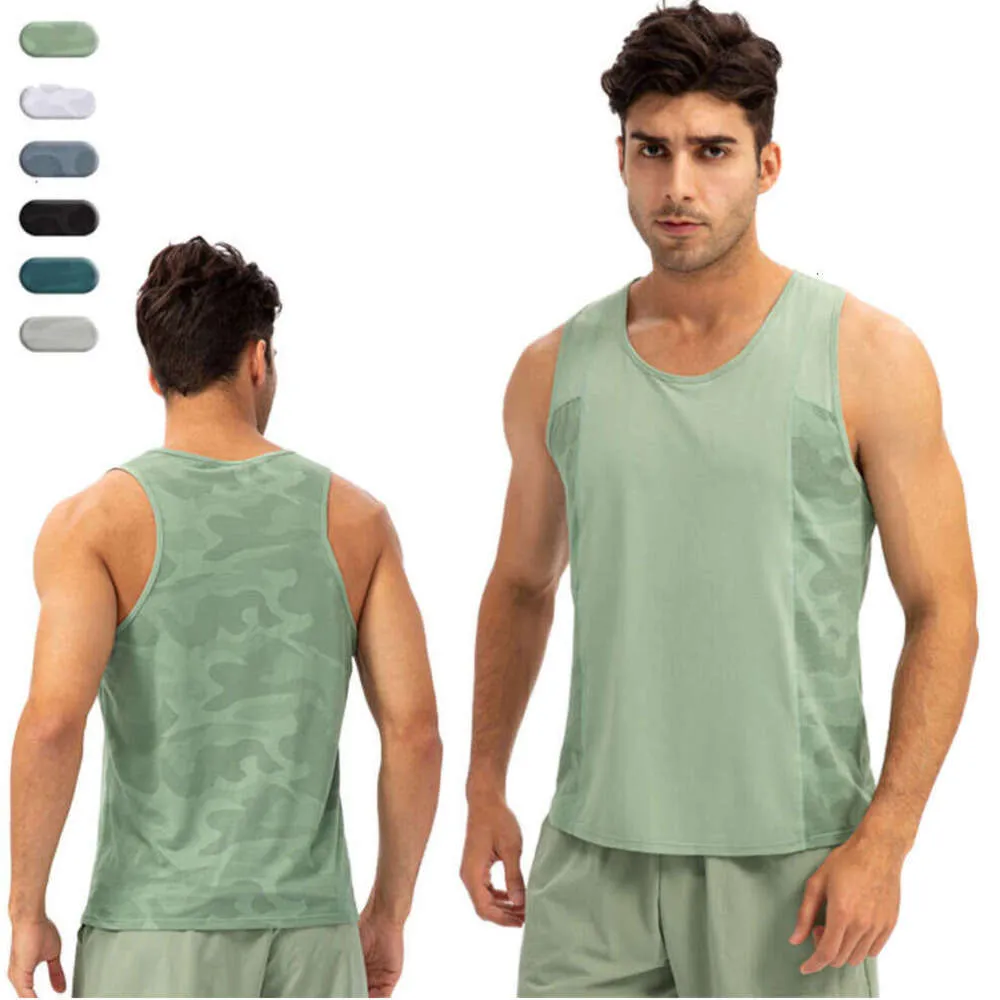 Lus Yoga Lemon Algin Men Gym Clothes Sleeveless Sports Workout Vest Running Training Tank Top Elastic Fitness Breathable Man Activewear LL Align fallow