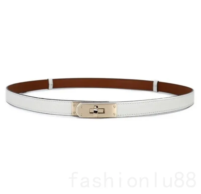 Damen-Leder-Ceinture-Luxusgürtel für Damen, Designer-Mini-Schnalle, schmaler Cinto, formeller Business-Taillengürtel, braune Gürtel, Gold-Silber-Farben-Schnalle YD013 C4