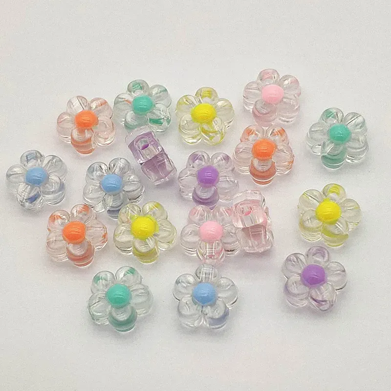 Bijoux nouveauté 12mm 900 pièces perle de fleur transparente en acrylique en perles pour collier/boucles d'oreilles faits à la main pièces de bricolage, composants de résultats de bijoux