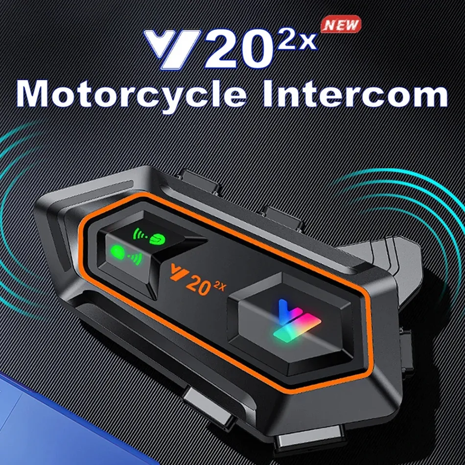 Y20 2X Motosiklet İnterkom Kask Bluetooth kulaklık kask 2 biniciler 1000m Gürültü İptal Hoparlörleri İletişim Motosiklet