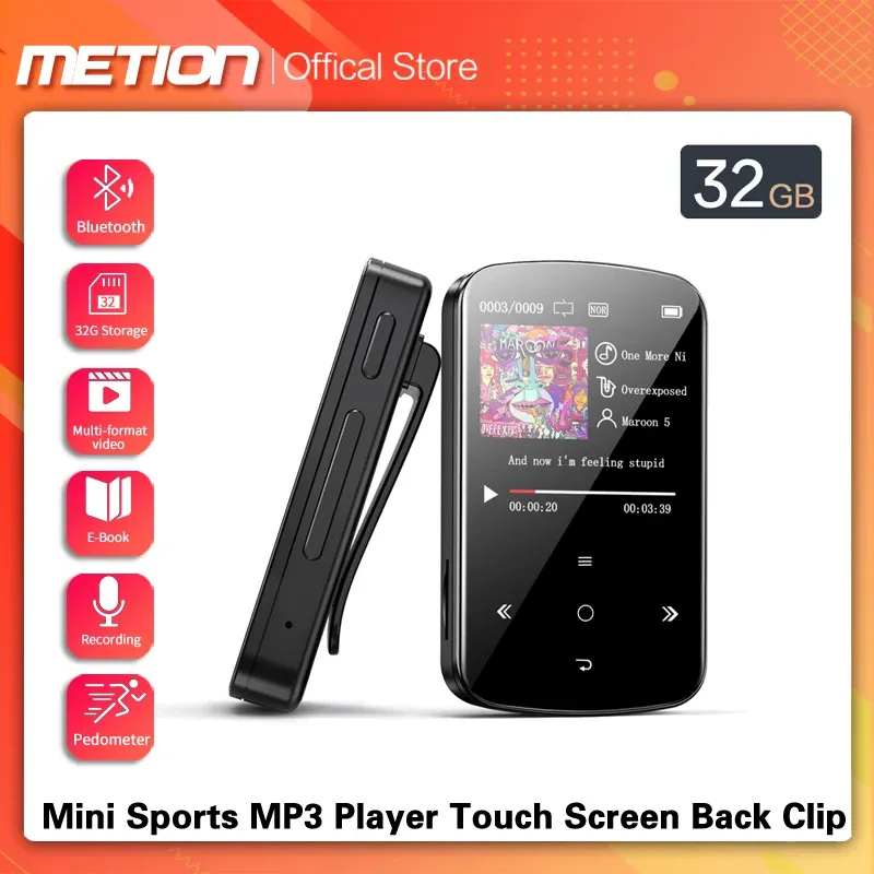 Joueurs 2021 Nouveau Mini Clip Bluetooth Lecteur MP3 32 Go Portable Musique Sport Lecteur MP3 Sans perte HiFi Son Lecteur Audio Fonction Radio FM