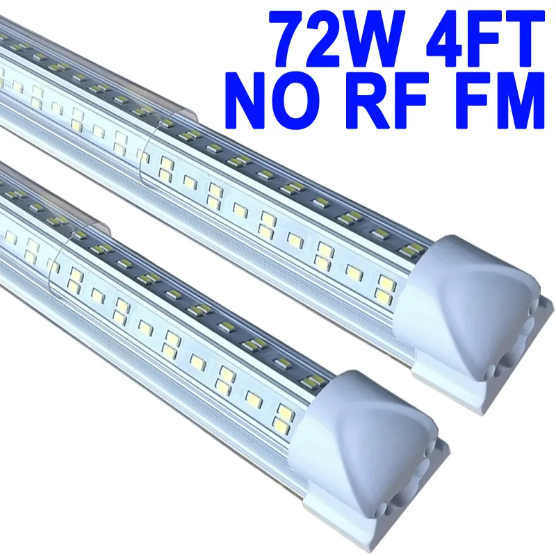 25 Pack LED T8 SHOP LIGHT 4ft 72W 6500K DAGLIGHT VIT LICKABLE NO-RF RM LED Integrerade rörljus med tydligt täckning, LED-stångljus för garage, Workbench Crestech