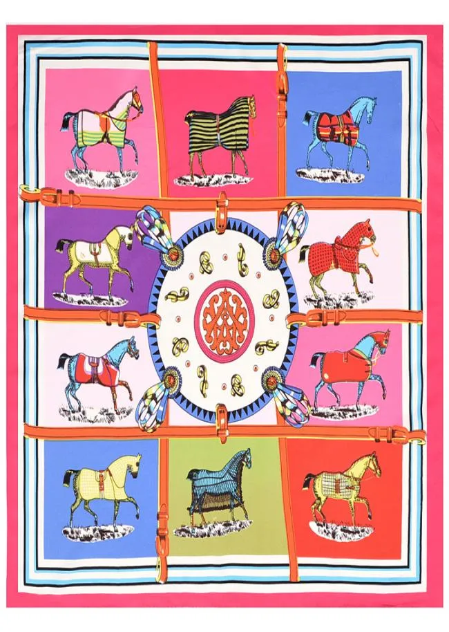 Mulheres sarja cavalo impressão cachecol luxo animal vermelho pequeno foulard femme echarpe senhoras coringa lenços quadrados de seda 60601399115