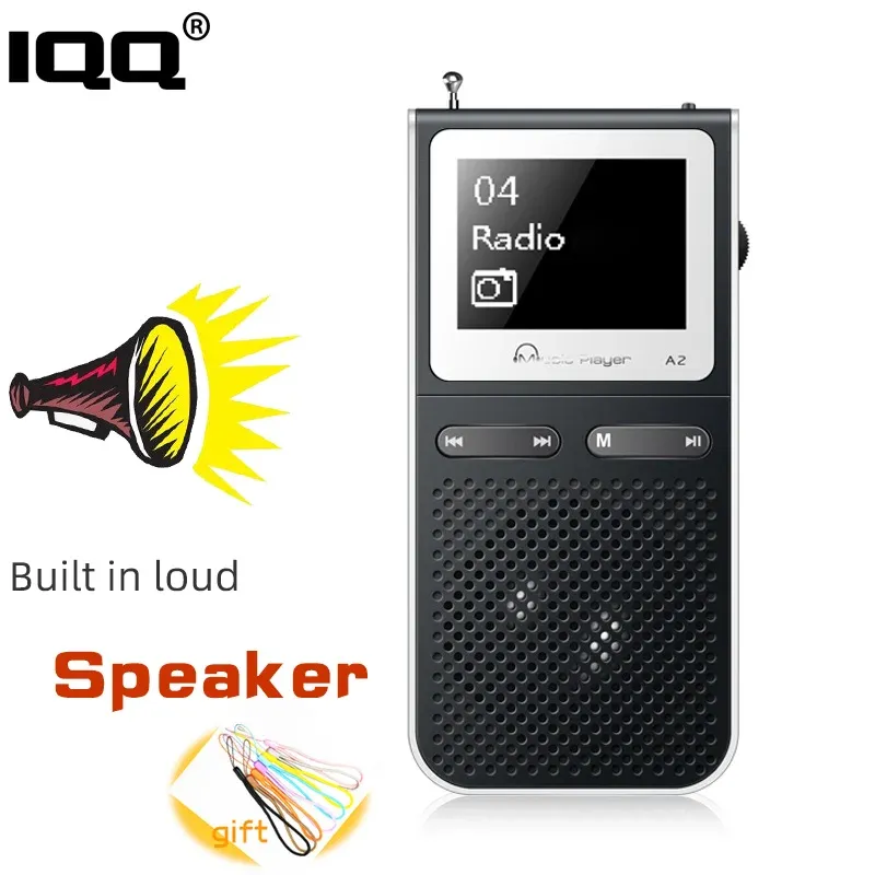 Spelare IQQ HIFI MP3 -spelare med Lound Speak och 8 GB kan spela 100 timmar inbyggt FM Radio Support Expand till 128 GB bärbar spelare