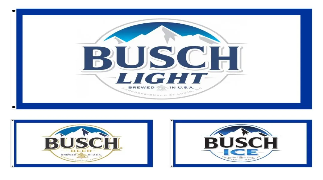 Niestandardowy wydruk cyfrowy 3x5 stóp 90x150 cm Busch Light Ice Bud Flaga piwa dla Man Cave Pub Bar Dekoration