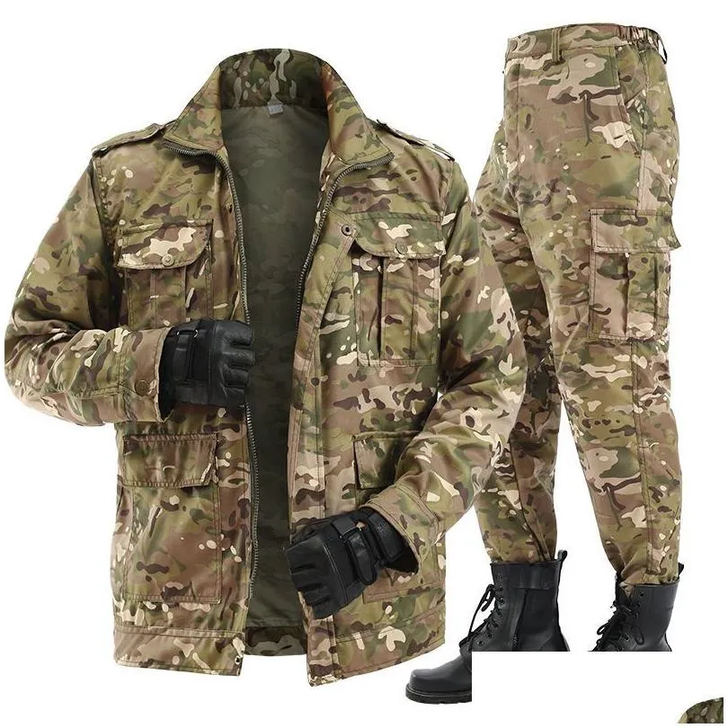 Tute da uomo Tute da uomo Primavera Estate Uniforme militare Tuta mimetica da esterno Modello pitone nero Tuta resistente all'usura L Dhkrk