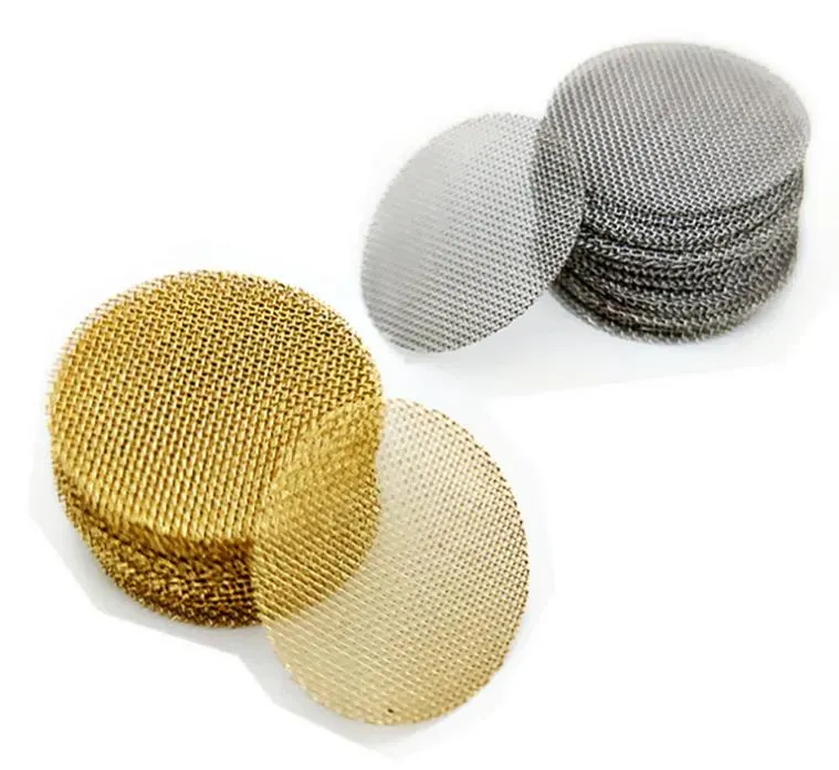 Brass Screens Smoking Tobacco Pipe Stainless Steel Screen Mesh Domed Bowl Silver Gold Screens Metal Filter Accessories 9.5 12.7 15 15.8 19 20 25.4mm