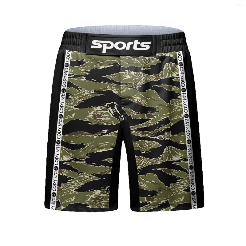 Herenshorts Cody Lundin Sports voor Mma Muay Thai Broek Custom Design Print Camouflage Fitnesstraining Bjj Groen