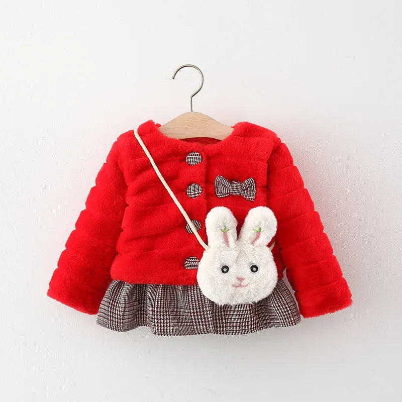 2024 Kleider 2 Stück Baby Kawaii Prinzessin Kleider mit Tasche 2022 Winter Kinder Neujahr Kleid Mädchen Geburtstag Party Kleidung Kleinkind verdicken Kleider Beste Qualität