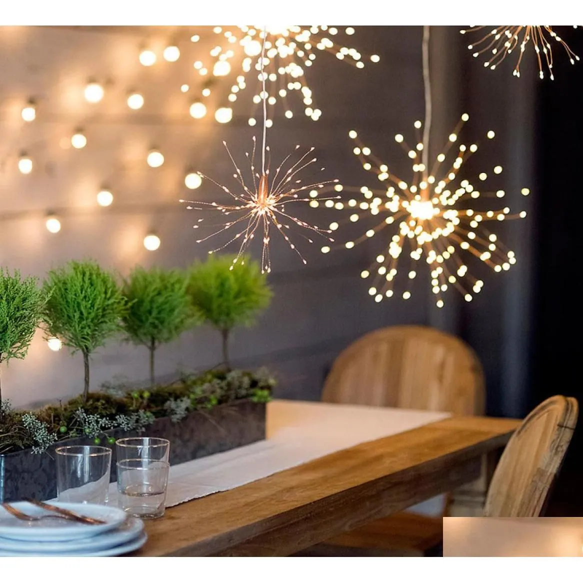 Led-snaren Led-landschapsdecoratie Koperdraad Rooklantaarn Kerst Afstandsbediening String Binnenplaats Decoratieve Verlichting4843127 Drop Dheru