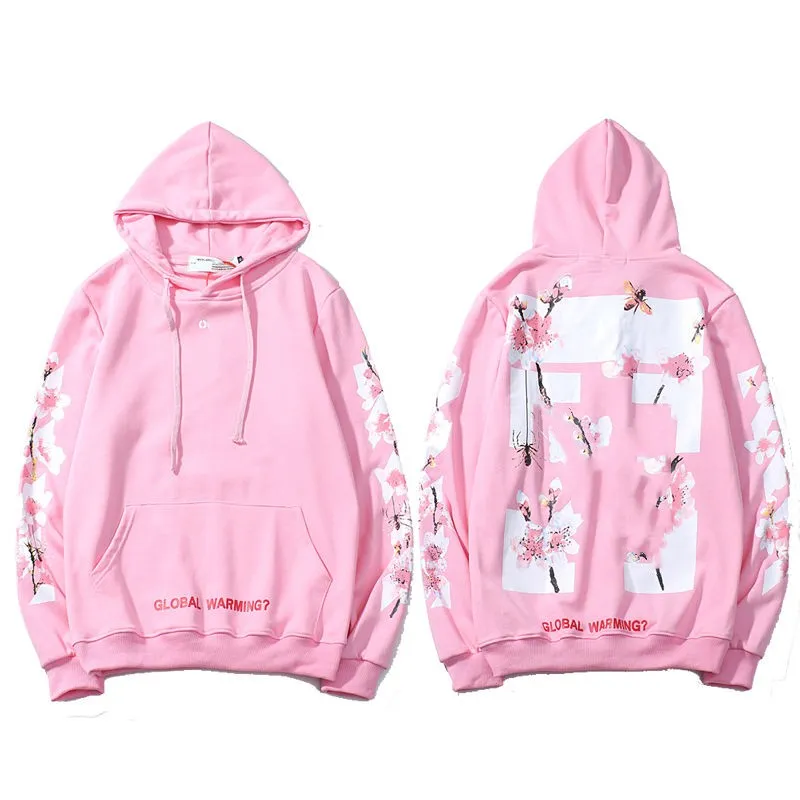 Off white peach blossom hoodie pink hotsell