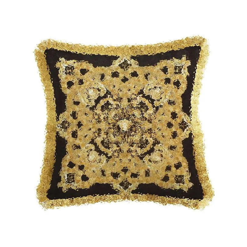 Kudde/dekorativ kudde V Letters Kasta kuddfodral Kashmir Lyxdesigner Kudde med Tassel Cushion ER utan kärna Jacquard DHP1B