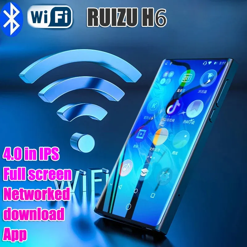 Spelers Ruizu H6 mp4 WIFI Bluetooth Full Touch 4.0 inch IPS-scherm MP3-speler kan toegang krijgen tot internet FM-radio Videospeler Ebook