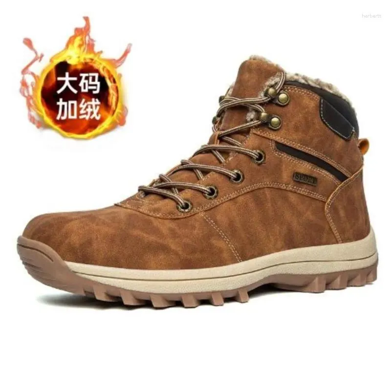 Boots Large Size High Top Snow Cotton Winter Plus Warm Men's Casual Outdoor Hiking Sports Shoes Ankle D531