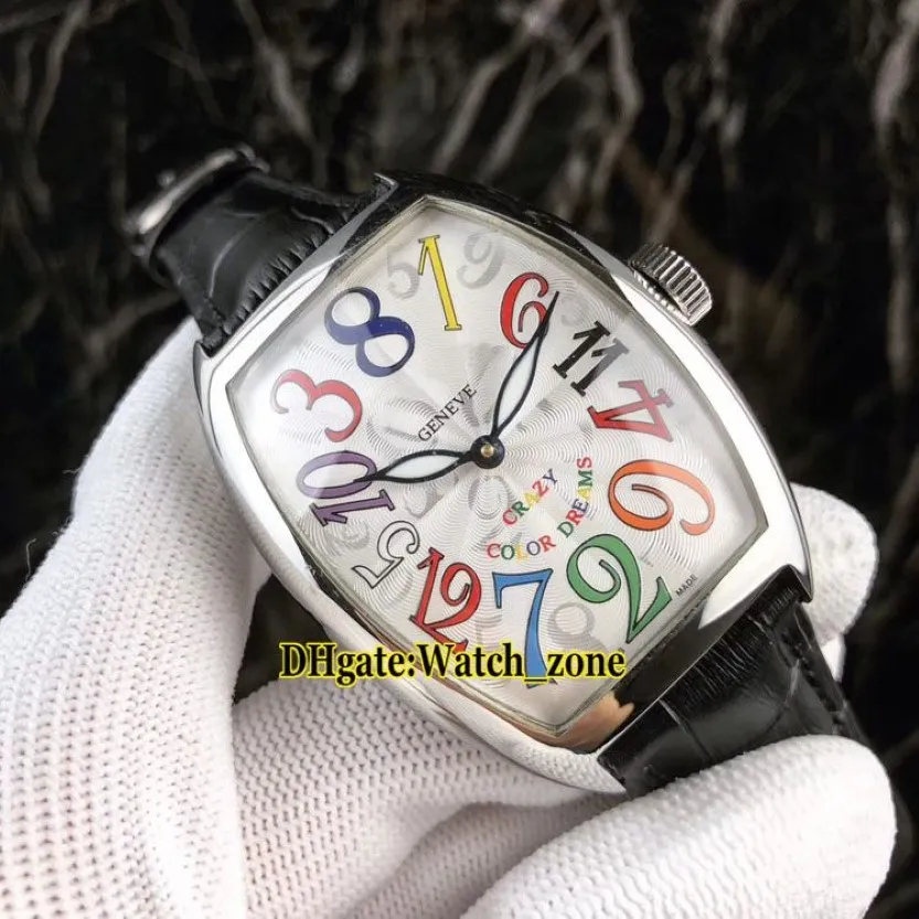 New Crazy Hours 8880 CH COL DRM Color Dreams quadrante bianco automatico orologio da uomo cassa in argento cinturino in pelle da uomo orologi da polso235A