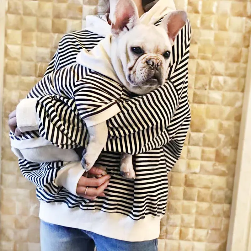 Vestes Vêtements pour chiens d'hiver automne Vêtements assortis pour chiens Veste en manteau Stripe Dog Dogs Hoodies French Bulldog Vêtements pour chiens Vêtements