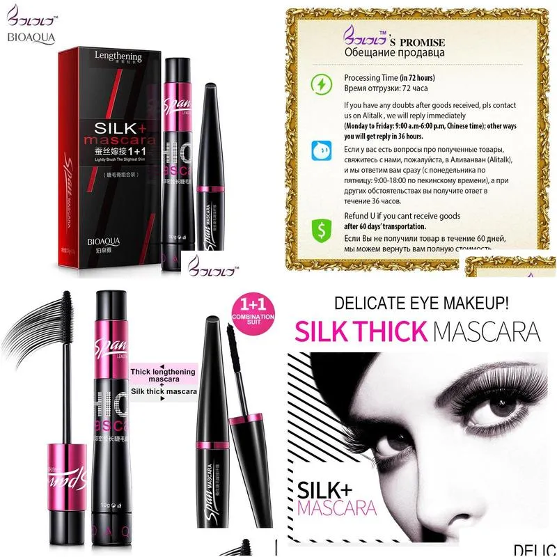 Mascara Bioaqua 2 en 1 Faux Cils Ajouter 3D Fibre Maquillage Allongement Volume Express Maquiagem Cils Drop Livraison Santé Beauté E Dh46V