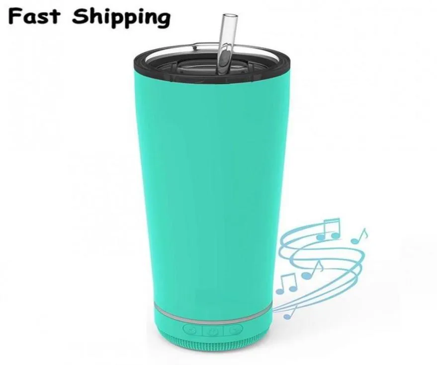 Op voorraad 18 oz Creatieve Bluetooth Muziek Tumbler Waterdichte luidspreker Dubbelwandige thermoskan Roestvrij staal Draagbare koffiekopje Mok Nieuw 2576595