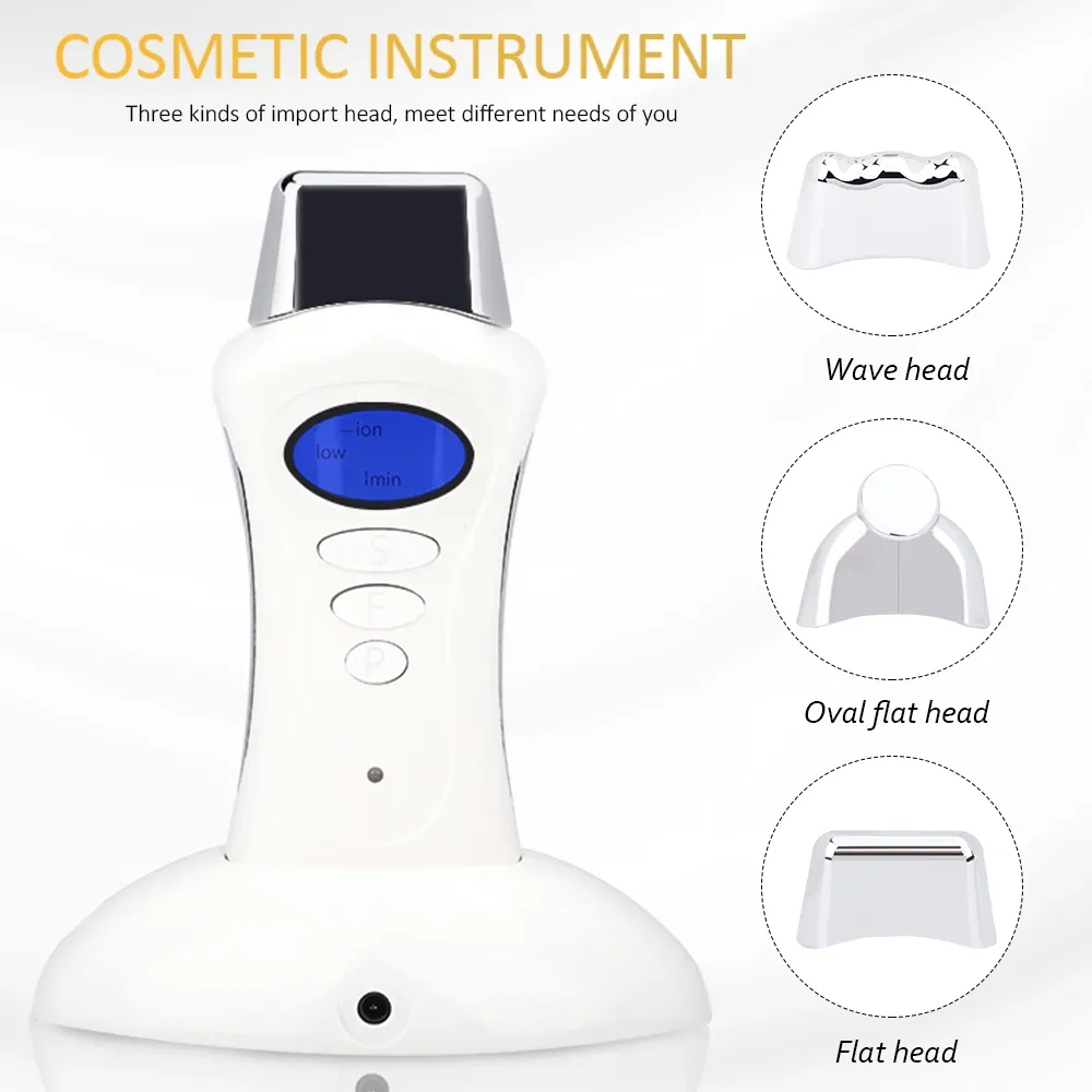 Dispositivo Microcorrente Ion Gaanic Mini dispositivo de handheld Spa com 3 cabeças de massagem Usb Face elevador Beleza EMS Gel Cuidado da pele facial Hine