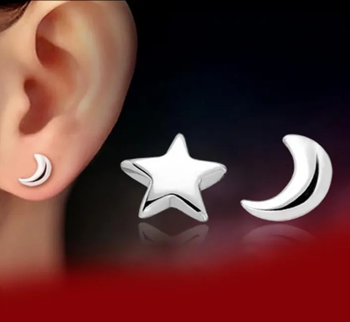 925 Sterling Silver Jewelry Moon Stars على شكل أقراط زفاف وصول جديد سحر عتيق 6397263