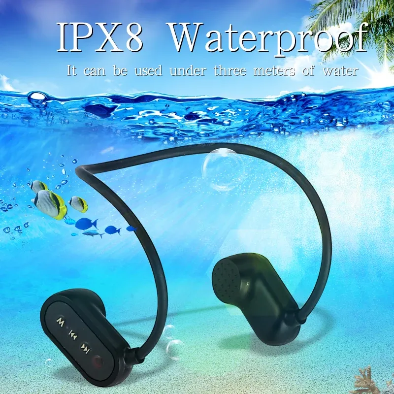 プレイヤーボーン伝導Hifi MP3音楽プレーヤーIPX8防水水泳屋外スポーツヘッドセットBluetooth 5.0 Mp3 Walkman Wireless Rear HA