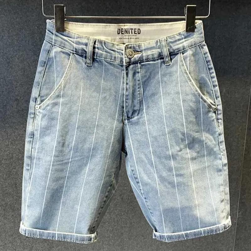 Männer Shorts Supzoo 2022 Neue Ankunft Heißer Verkauf Top Mode Denim Trend Streifen Licht Sommer Zipper Casual Herren Jeans shorts J240228